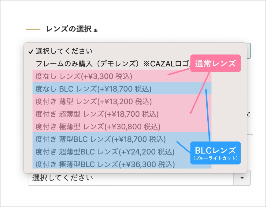 度付きメガネの商品ページ